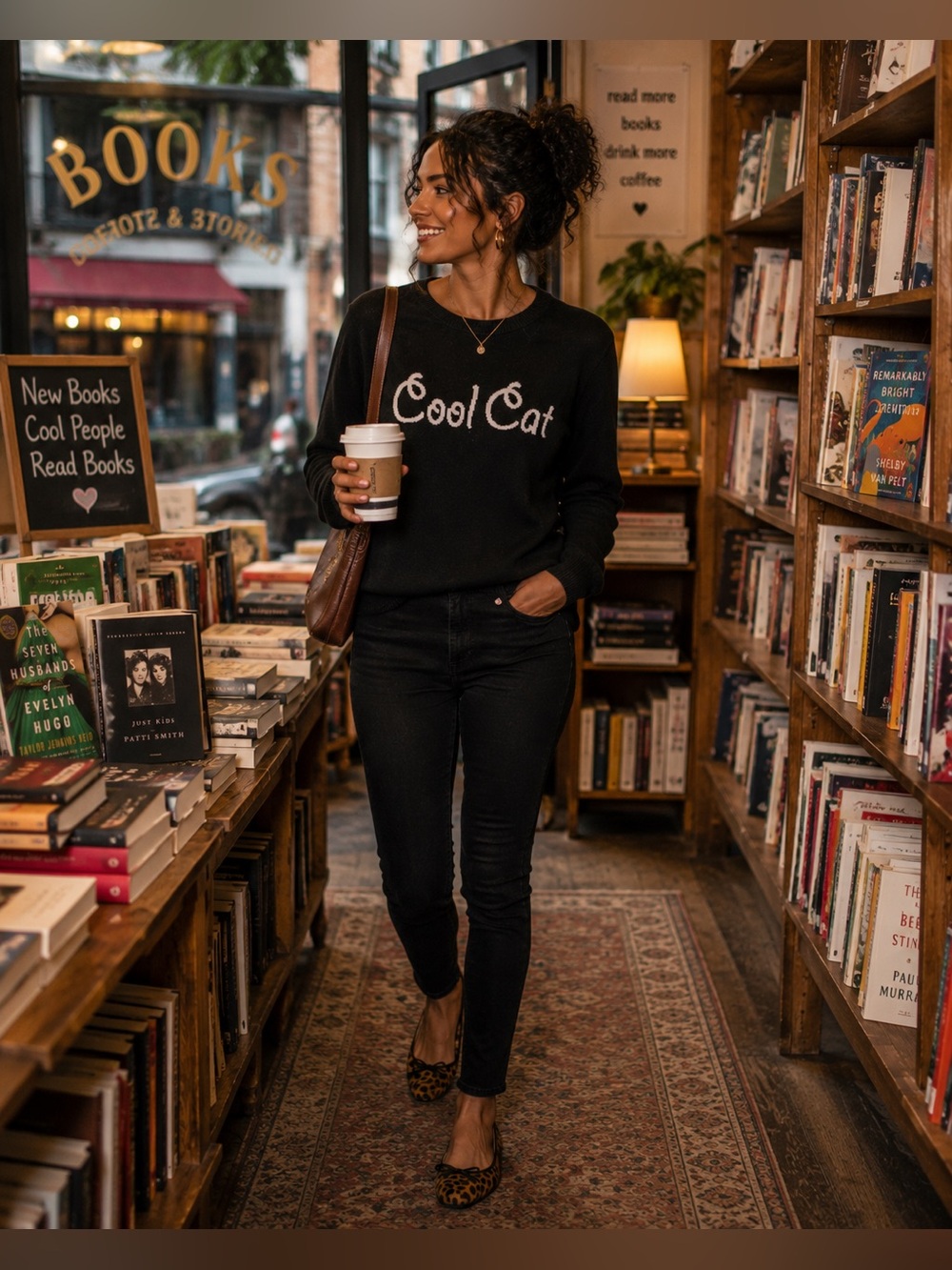 🐈‍⬛ Twiggy London Cool Cat Sweater Medium Black Graphic Knit 🖤
